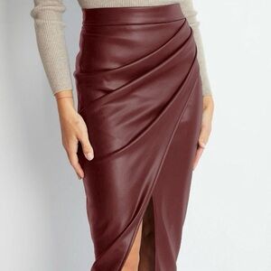 NWT Burgundy Faux Leather Pencil Skirt